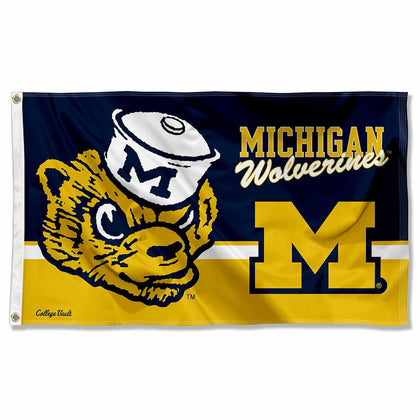 College Flags & Banners Co. Michigan Wolverines 3x5 banner flag front view for outdoor display