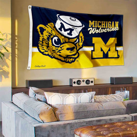 College Flags & Banners Co. polyester fabric closeup highlighting quadruple stitching durability