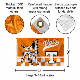 Tennessee Volunteers banner flag back view reveals double-sided print for visibility from both sides