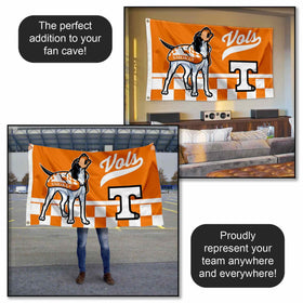 College Flags & Banners Co. closeup highlights screen-printed logo quality and polyester texture