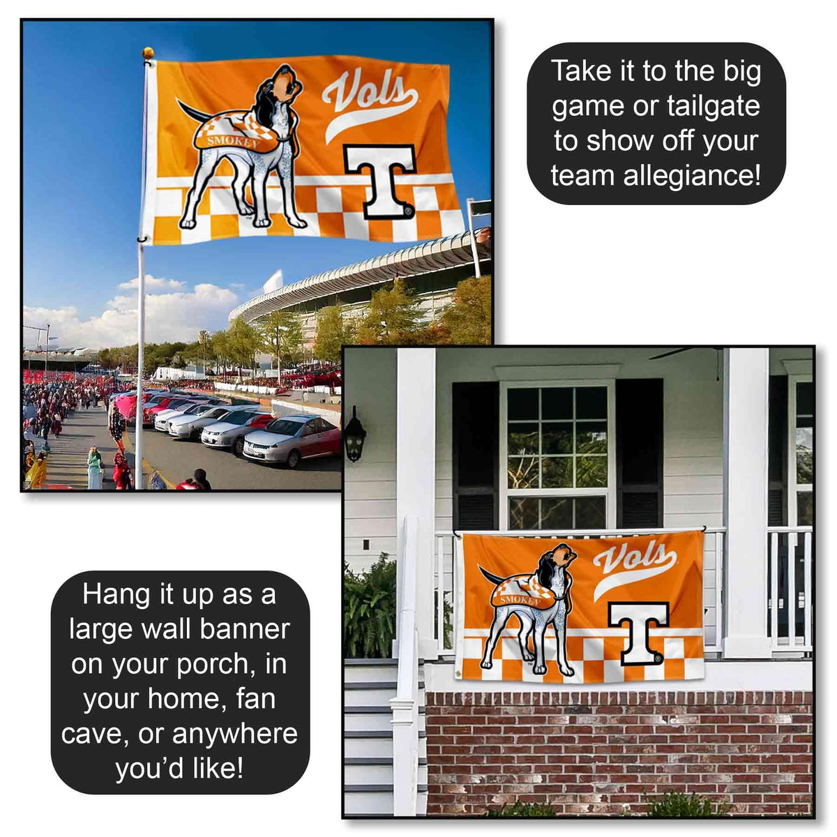 College Flags & Banners Co. flagpole-on display demonstrates easy mounting with two metal grommets