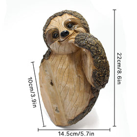 Colomix Sloth Tree Hugger resin garden statue durable and weatherproof
