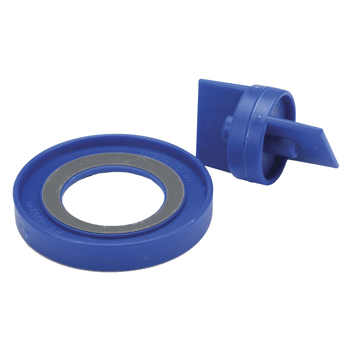 Dual sharpening disks safely restore the edge on 45mm rotary blades, reducing burrs