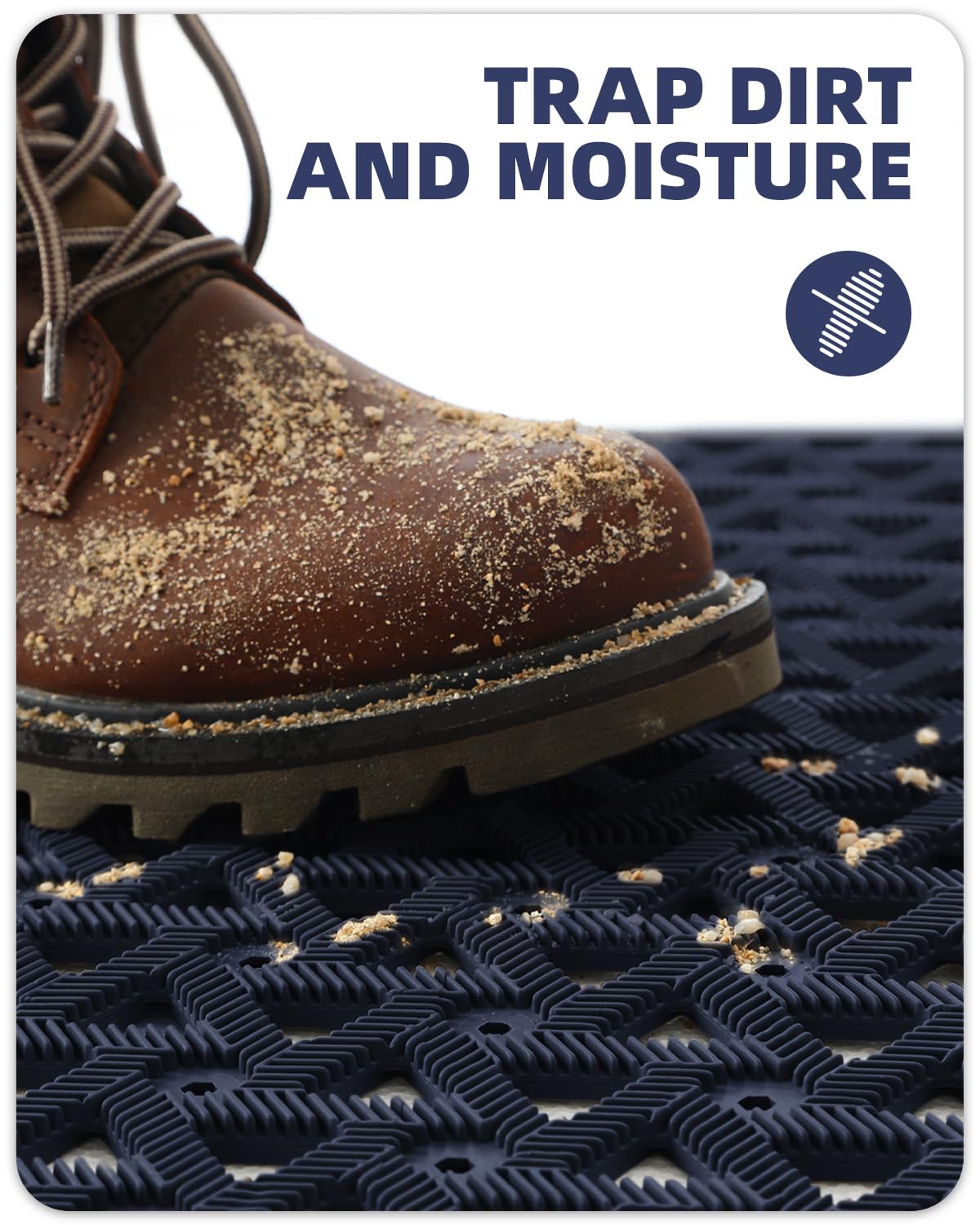 Color&Geometry deep grooves and beveled border trap dirt and moisture