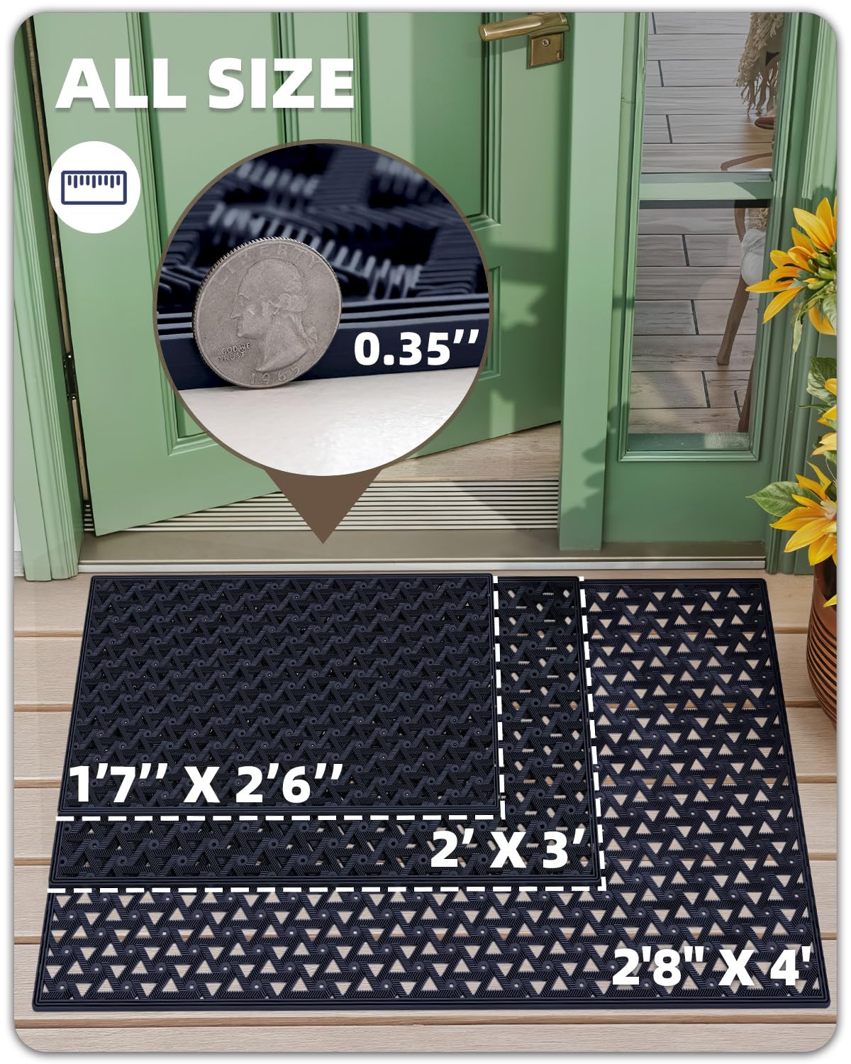 Color&Geometry heavy-duty rubber-backed mat prevents slips at the entry