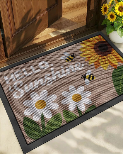 Color&Geometry outdoor door mat Sunny Gold at entryway enhances curb appeal and warm welcome