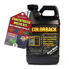 COLORBACK Black Mulch Dye provides 6,400 sq ft coverage for vibrant, renewed landscape mulch.