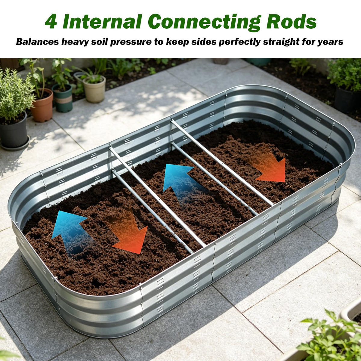Colorfulbeetle silver finish blends with garden aesthetics.