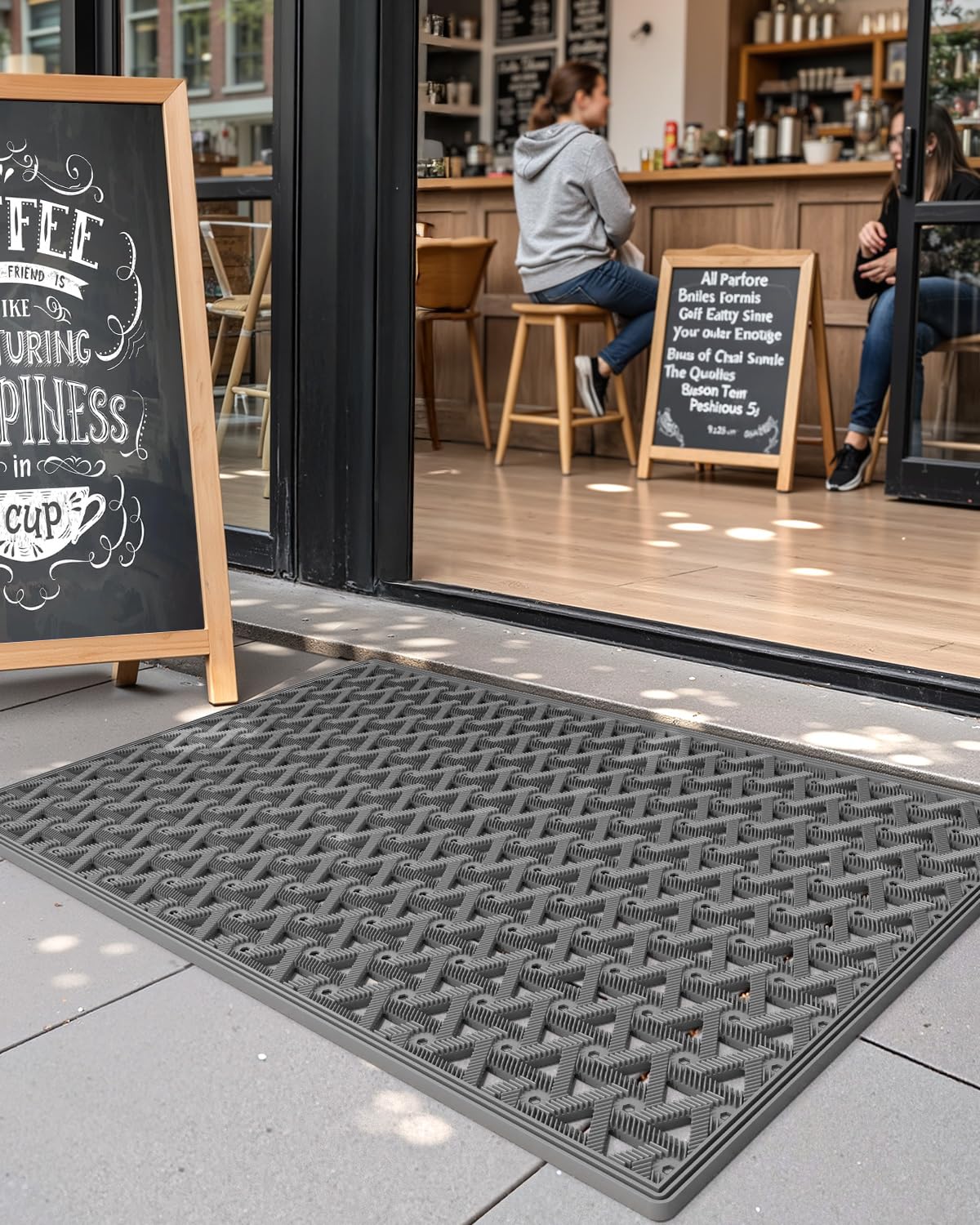 Color&Geometry all-weather mat works indoors or outdoors for high-traffic areas