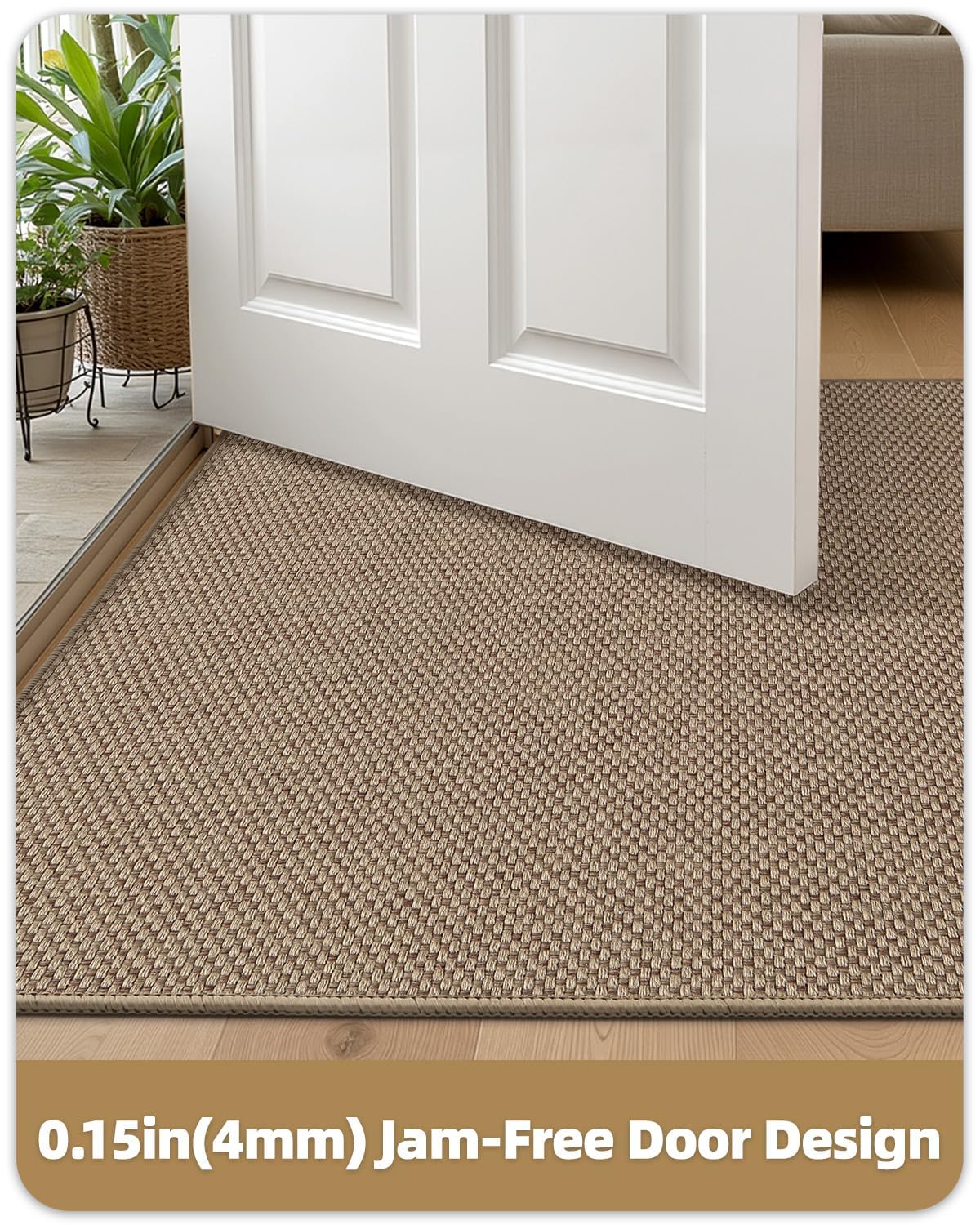 Color&Geometry door mat non-slip backing helps keep it in place on indoor floors.