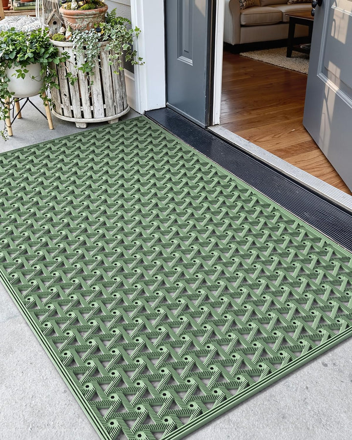Color&Geometry door mat outdoor drainage captures mud and water at the entrance.