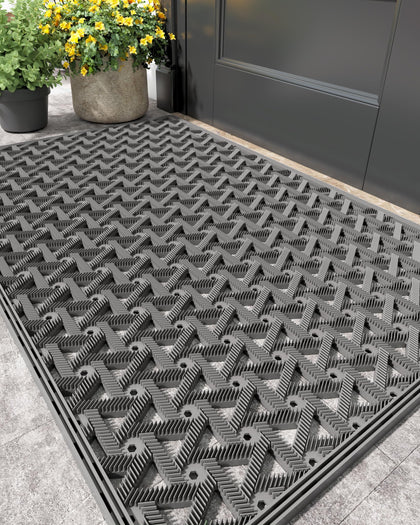 Color&Geometry door mat with drainage captures mud at the entrance for a clean floor