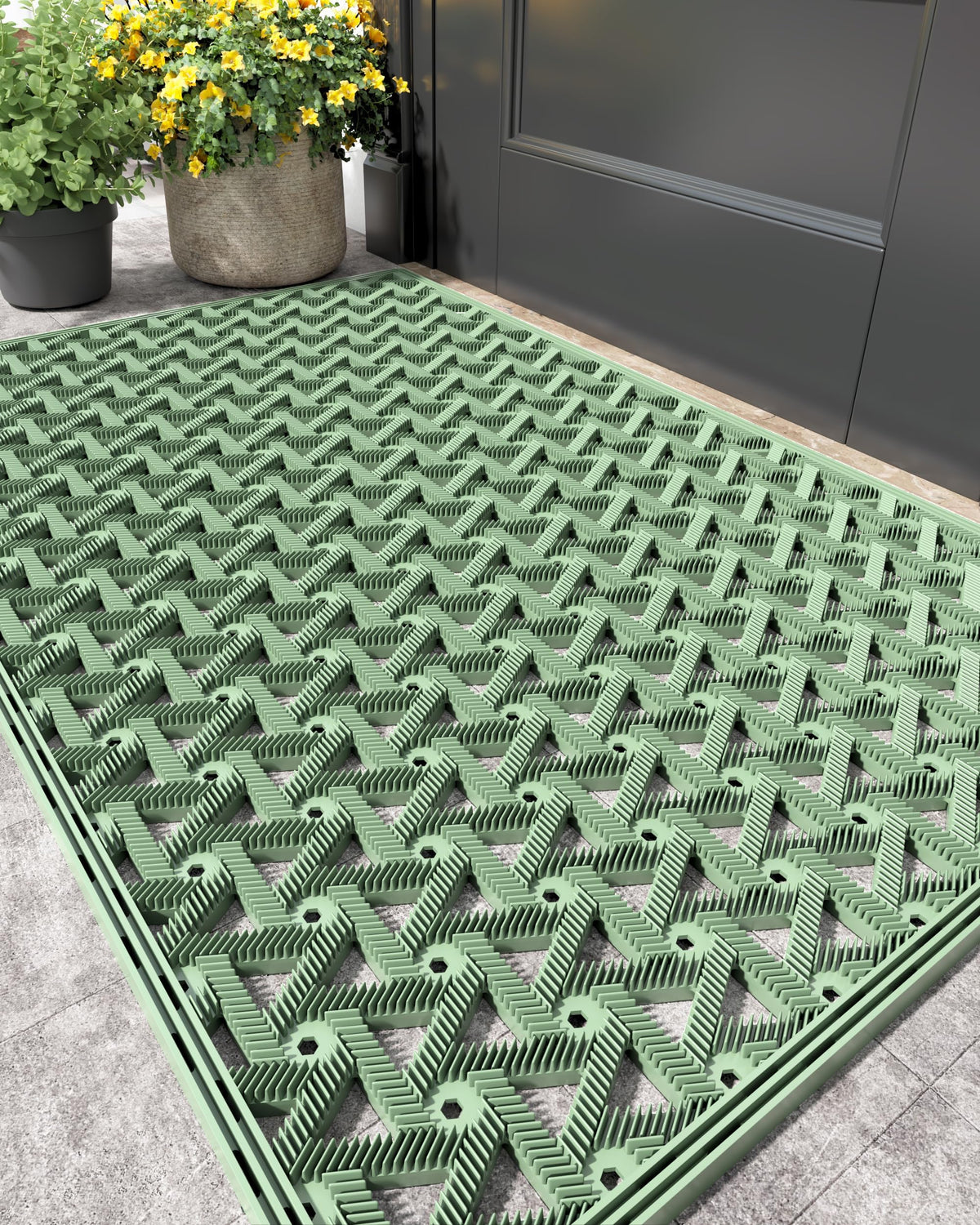 Color&Geometry outdoor door mat outside entrance with dirt-trapping surface.
