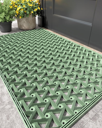 Color&Geometry outdoor door mat outside entrance with dirt-trapping surface.