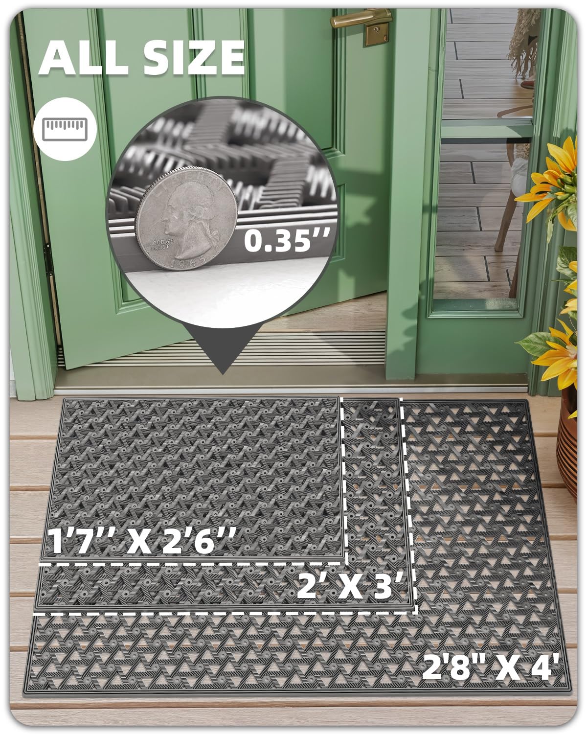 Color&Geometry rubber back door mat provides slip resistance for safe entry and exit