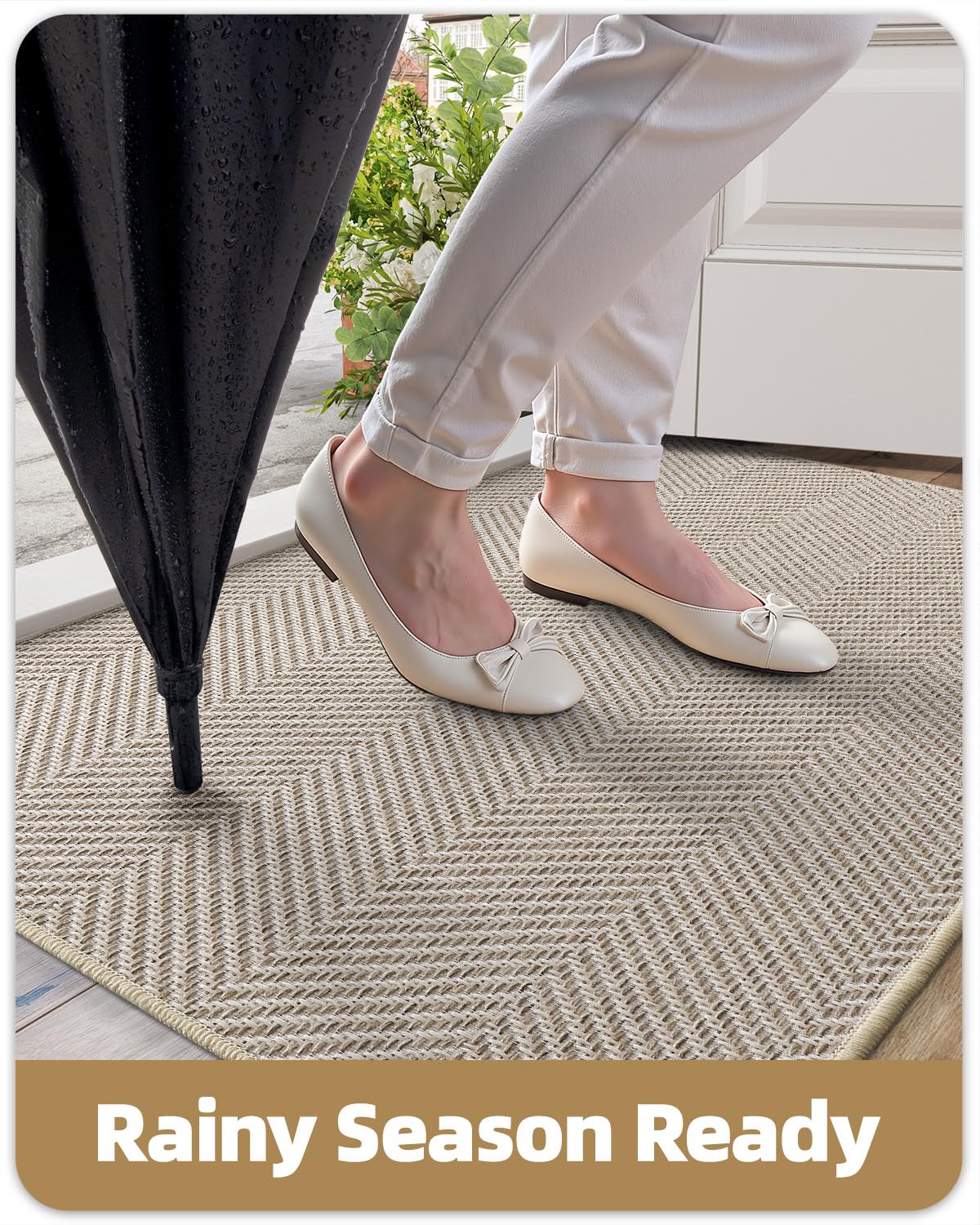 Color&Geometry oatmeal heather tone complements entryways with understated style