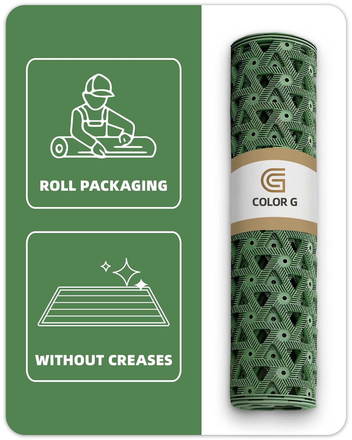 Color&Geometry green 19x30 mat complements exterior doors.