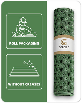 Color&Geometry green 19x30 mat complements exterior doors.