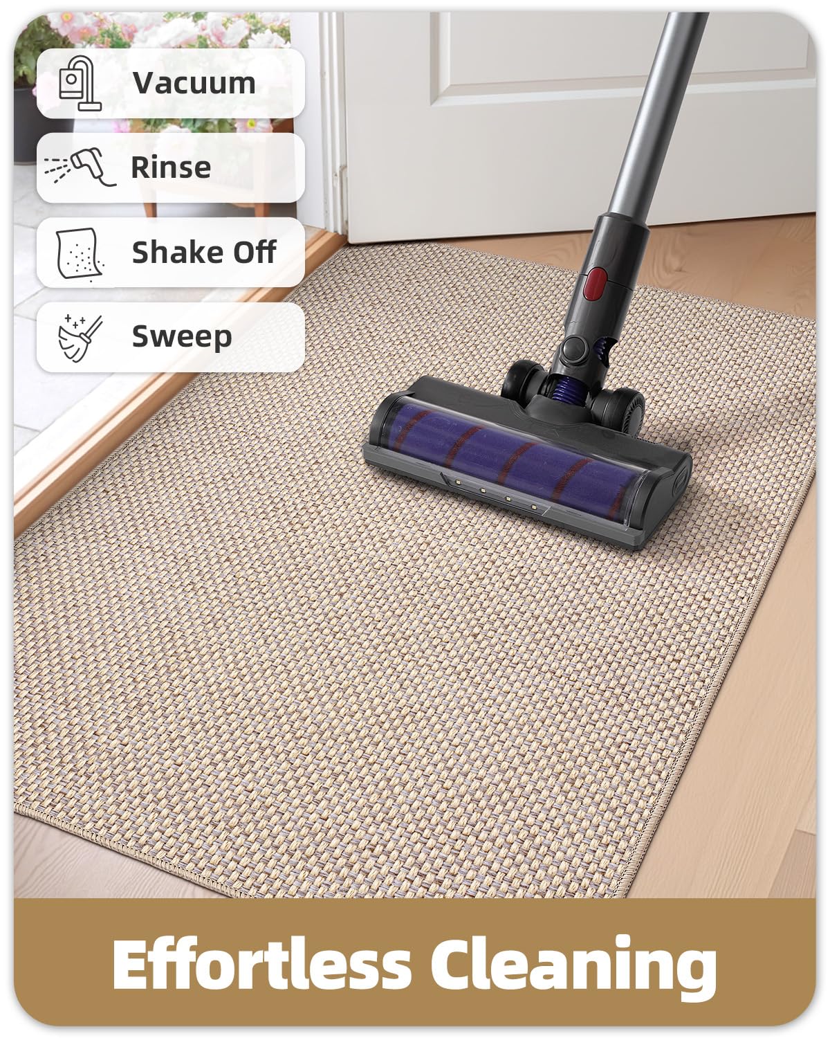 Color&Geometry light khaki front door mat welcomes guests and hides dirt.