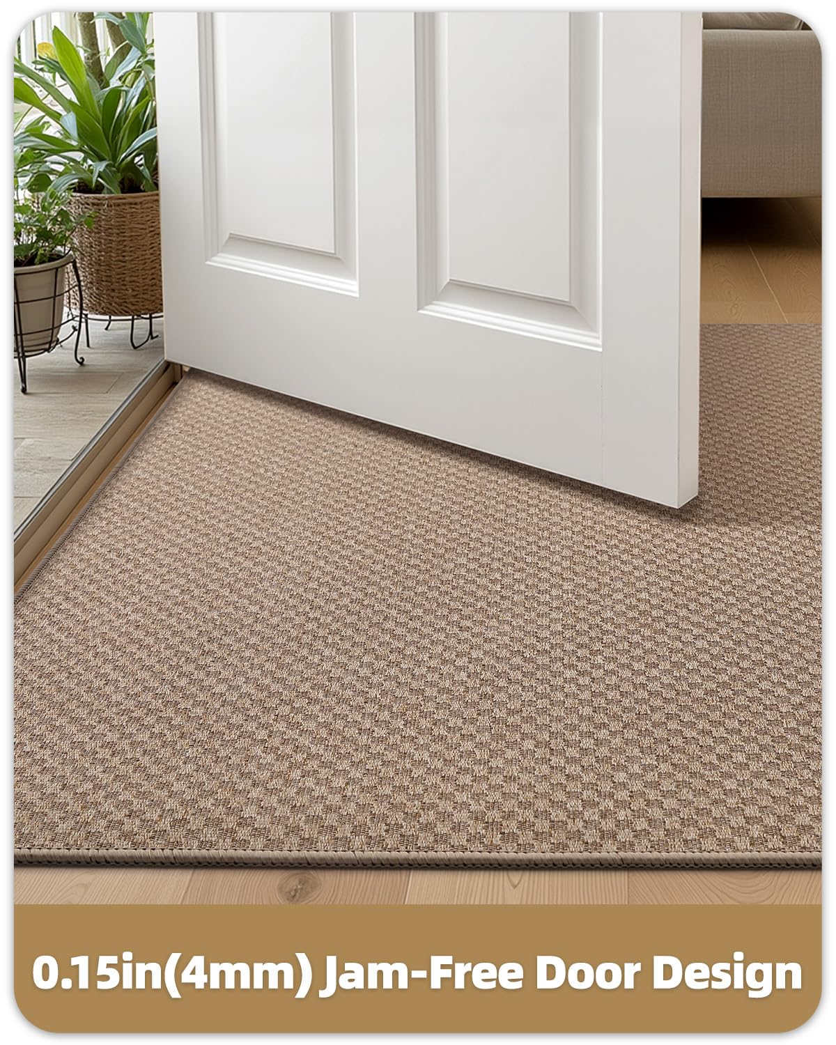 Color&Geometry low-profile door mat fits under doors to prevent jams.