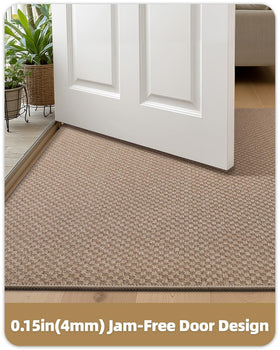 Color&Geometry low-profile door mat fits under doors to prevent jams.