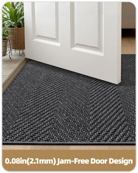 Color&Geometry low-profile indoor mat fits under doors for easy opening.