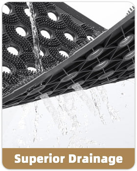 Color&Geometry textured scraping surface close-up demonstrates effective mud and sand removal.
