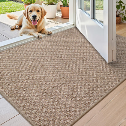 Color&Geometry thin front door mat, rolled flat with no creases, easy setup.