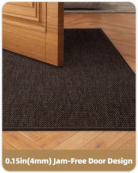 Color&Geometry door mat features non-slip backing for safe entry.