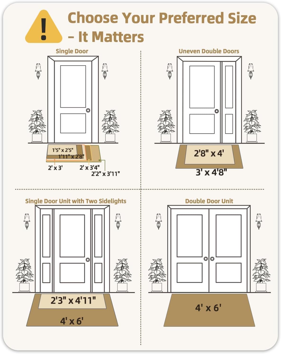 Color&Geometry ultra-thin door mat low-profile design fits under doors smoothly.