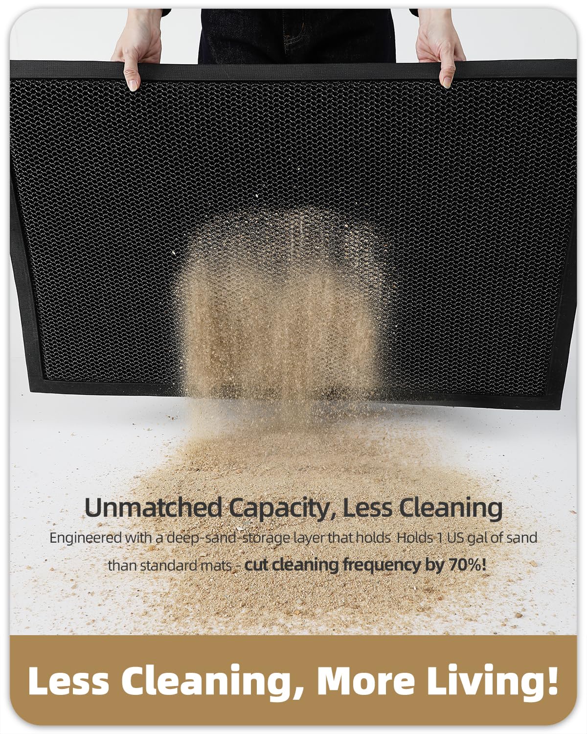 Color&Geometry ultra-thin profile doormat fits under doors and reduces tripping.