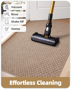 Color&Geometry khaki color mat blends with indoor and outdoor spaces.
