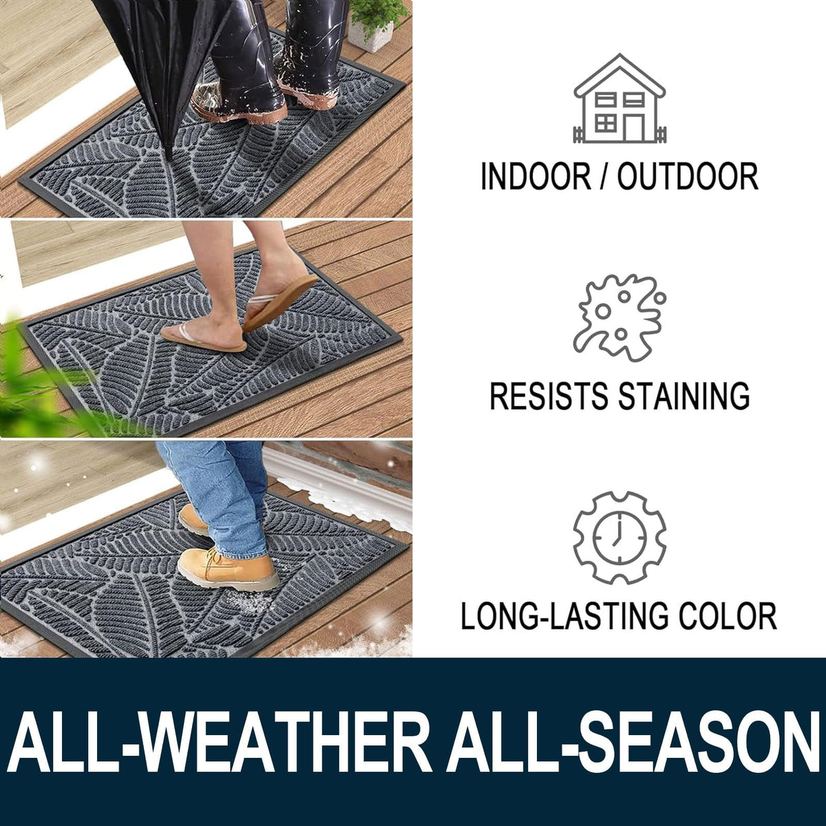 Colorxy doormat stain and fade resistant for weather-ready outdoor spaces.