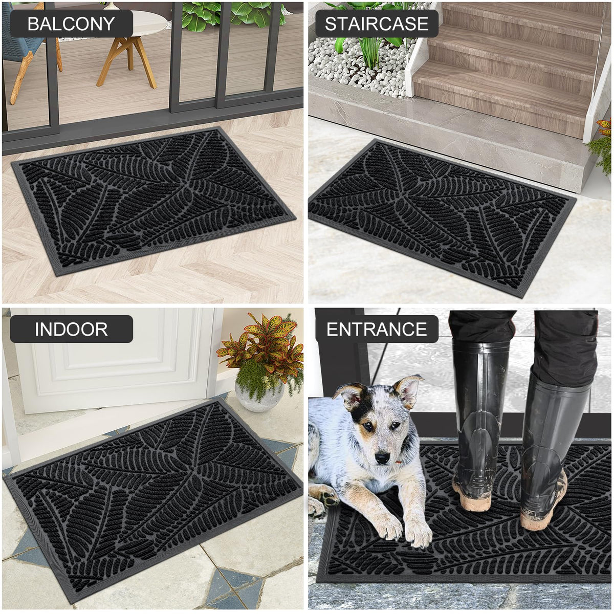 Colorxy easy-clean door mat cleans via vacuum, broom, or hose rinse.