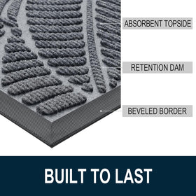 Colorxy front door mat low-profile 0.20-inch height glides under doors.