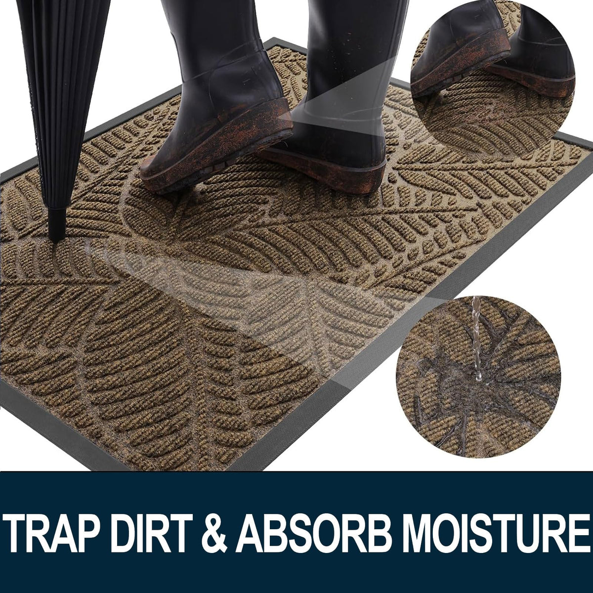 Colorxy natural rubber backing door mat prevents slipping at entryways
