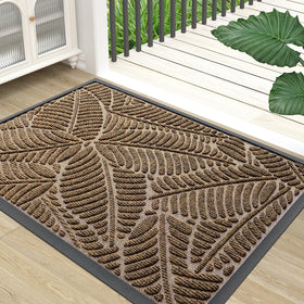 Colorxy waterproof doormat at the front entrance in brown, reduces outdoor dirt entry