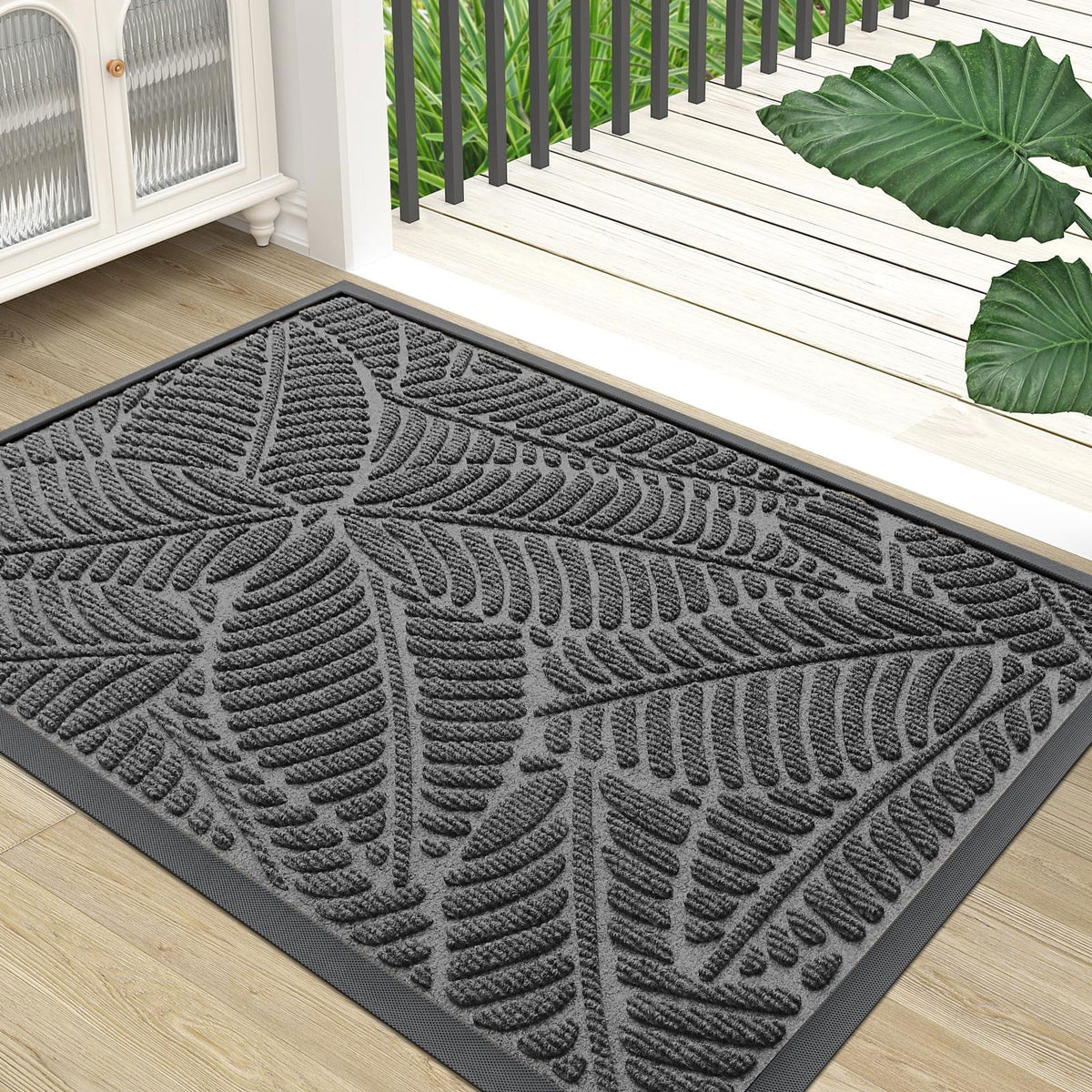 Colorxy waterproof doormat at the front entrance with dirt-catching texture for cleaner entry.