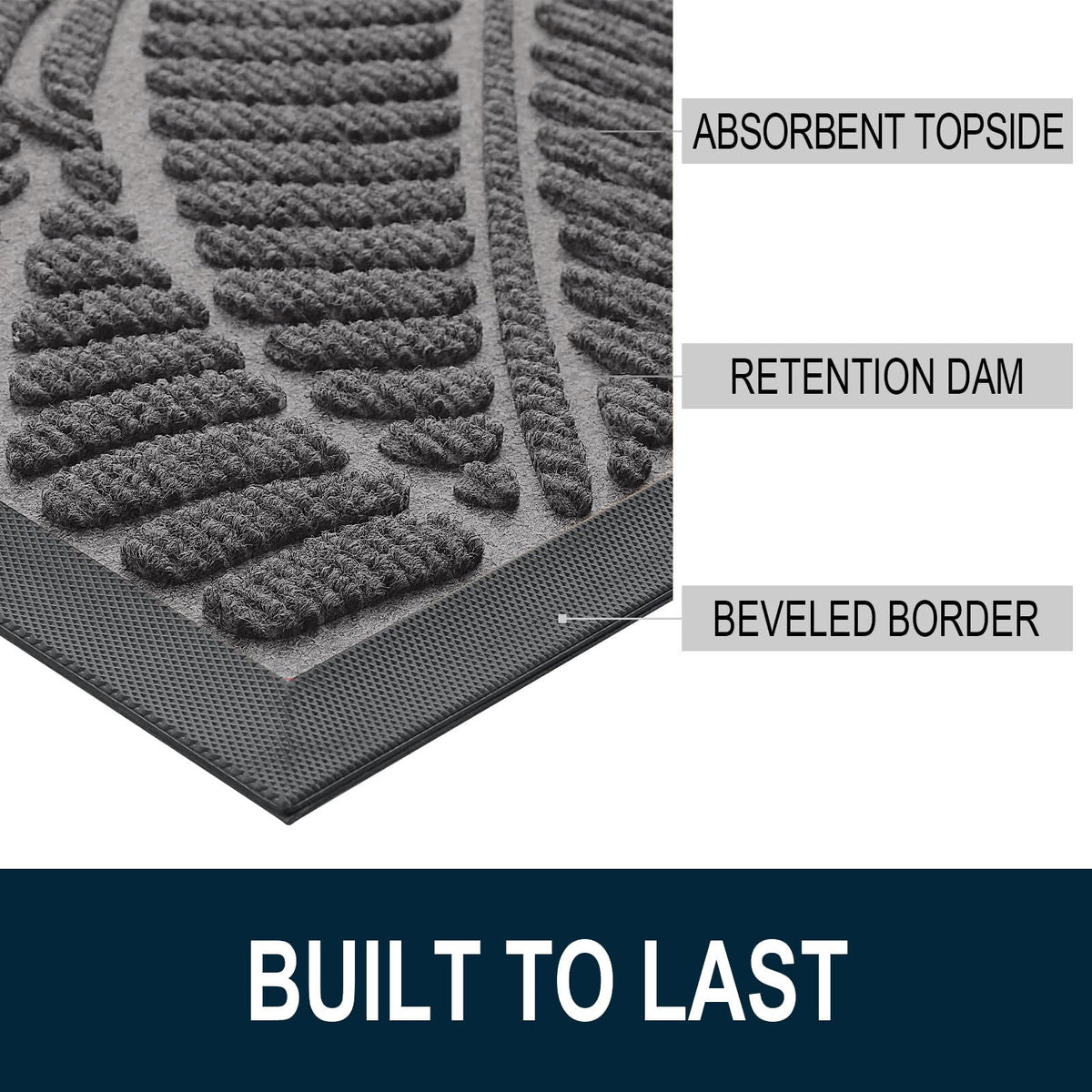 Colorxy woven polyester top captures dirt and moisture at the threshold.