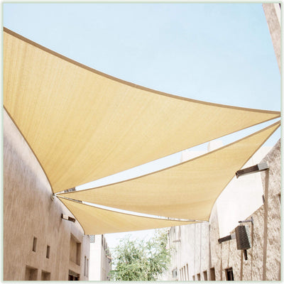 ColourTree CTAPRT24 full sail beige right triangle provides broad shade coverage.
