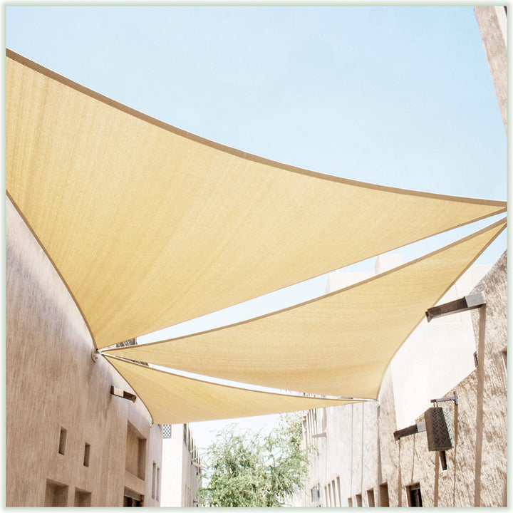 ColourTree CTAPRT24 full sail beige right triangle provides broad shade coverage.