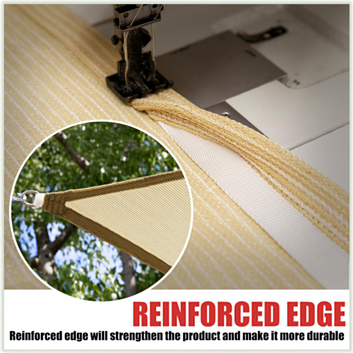 ColourTree shade sail heavy-duty stitching reinforces corners for durability