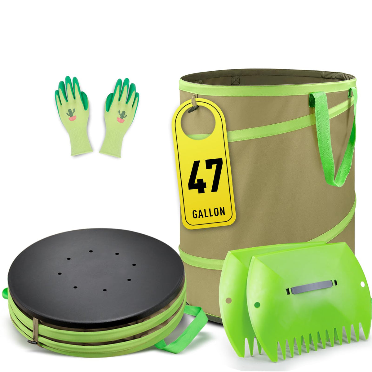 Colwelt collapsible garden bag 47 gallons ready for big yard cleanup.