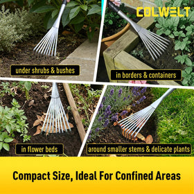 Colwelt compact rake handles mulch spreading for even garden beds.