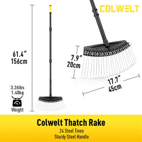 Colwelt Dethatching Rake all-steel construction resists rust