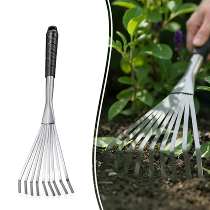 Colwelt hand rake 16.5-inch compact design ideal for tight spaces and precise weeding.