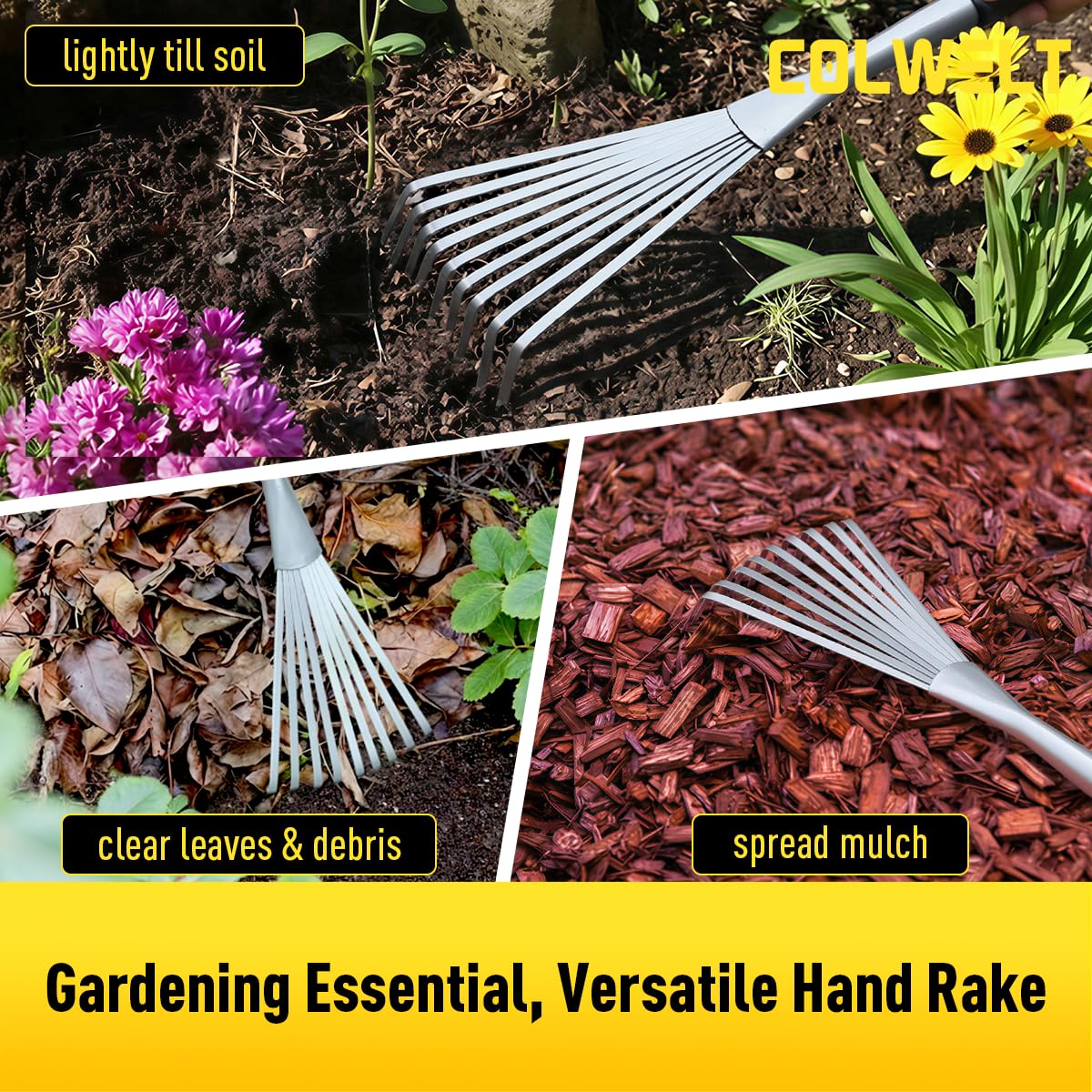 Colwelt small rake for gardening eases weeding around delicate plants.