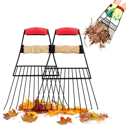 Colwelt steel leaf scoop: giant hands lifting leaves for quick cleanup