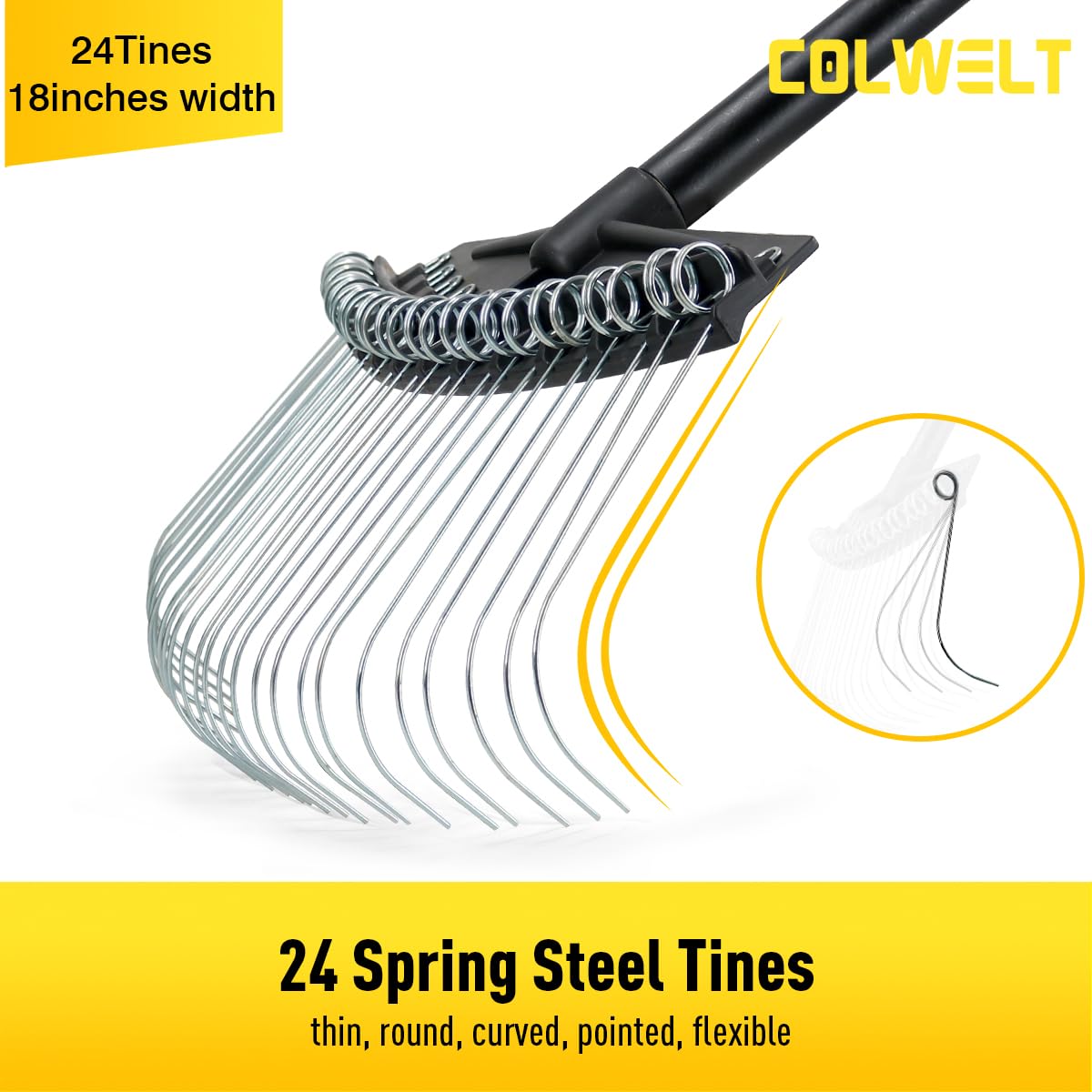 Colwelt Thatch Rake 61-inch handle promotes upright use and back comfort