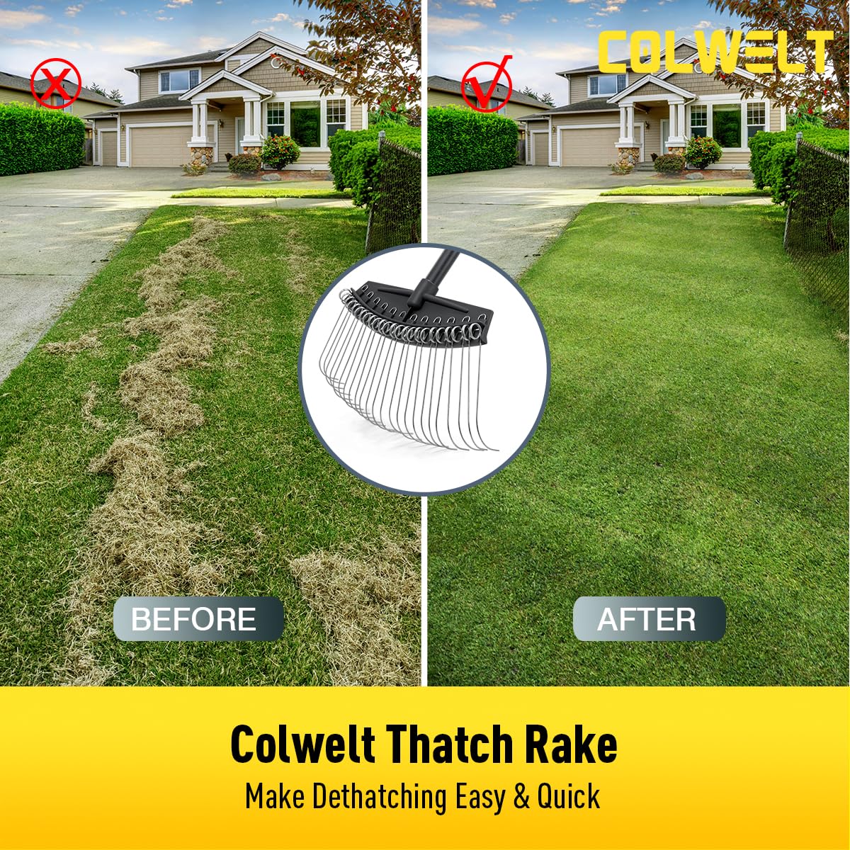 Colwelt Thatch Rake ergonomic handle for comfortable sessions